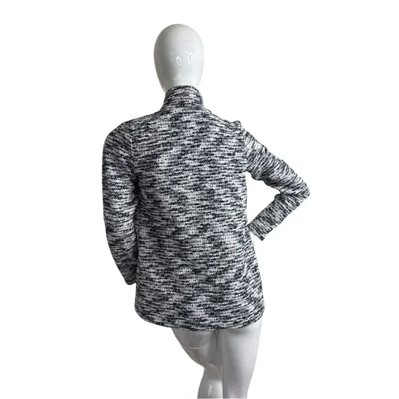 Vince Camuto Navy grey White Waterfall draped Front Long Sleeve jacket Sweater S - Picture 11 of 15